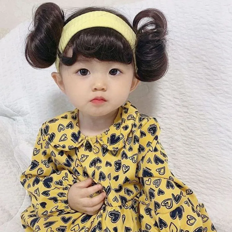 Children Hair accessories Fashion Cute Buns Baby Girl Wig Hat Cap Hairpiece Newborn Kids Girls Headbands Headwear