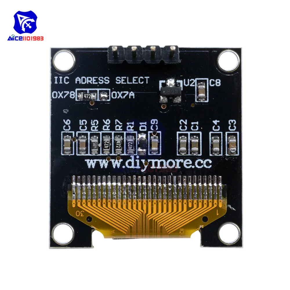 diymore 0.96" 12864  OLED LCD Display Module I2C IIC Serial with Pin for Arduino 51 MSP430 Series STM32/2 CSR IC