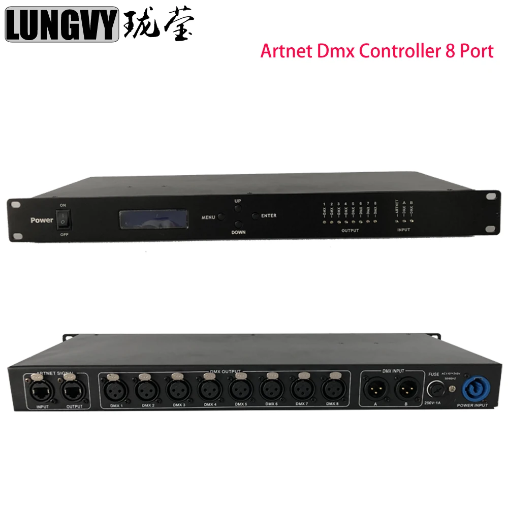 Artnet Dmx Controller 8 Port Converter Output 8x512 4096 Channels For Stage Dj Lighting Contro Artnet to DMX Node