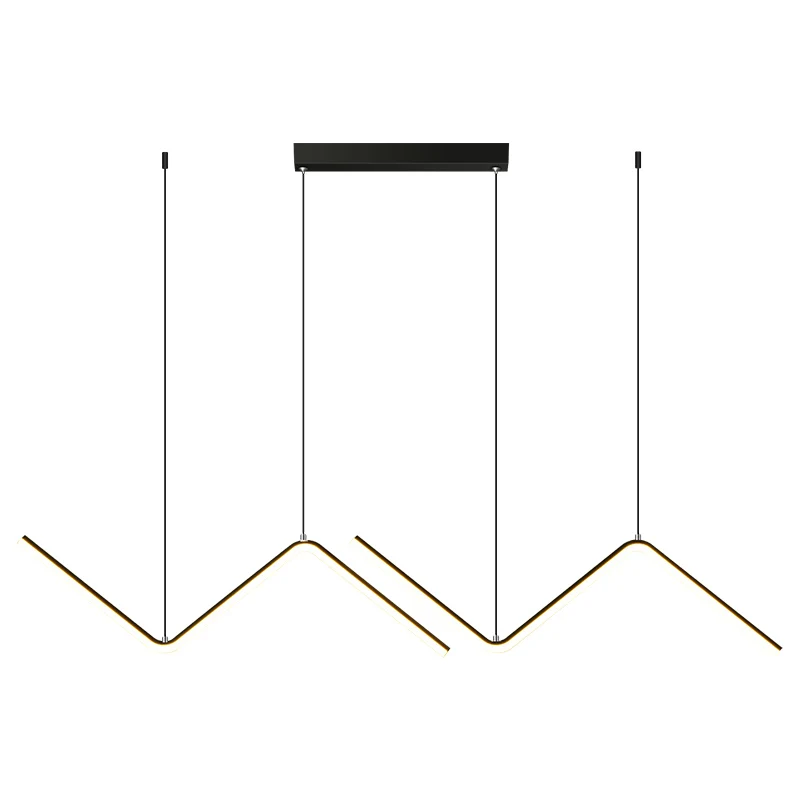 Nordic Iron Art Hanging Lamp Wave Shape Living Room Ceiling Pendant Lamp Decor Black Gold Industrial Lamp For Dinning Room 26W