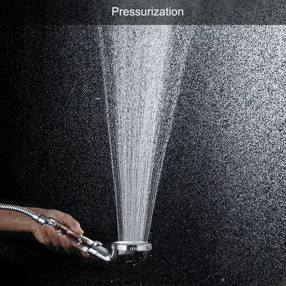 Bathroom 3 Modes High Pressure Shower Head with On/Off Switch Stop Button Water Saving Ionic Mineral Anion Handheld Showerheads