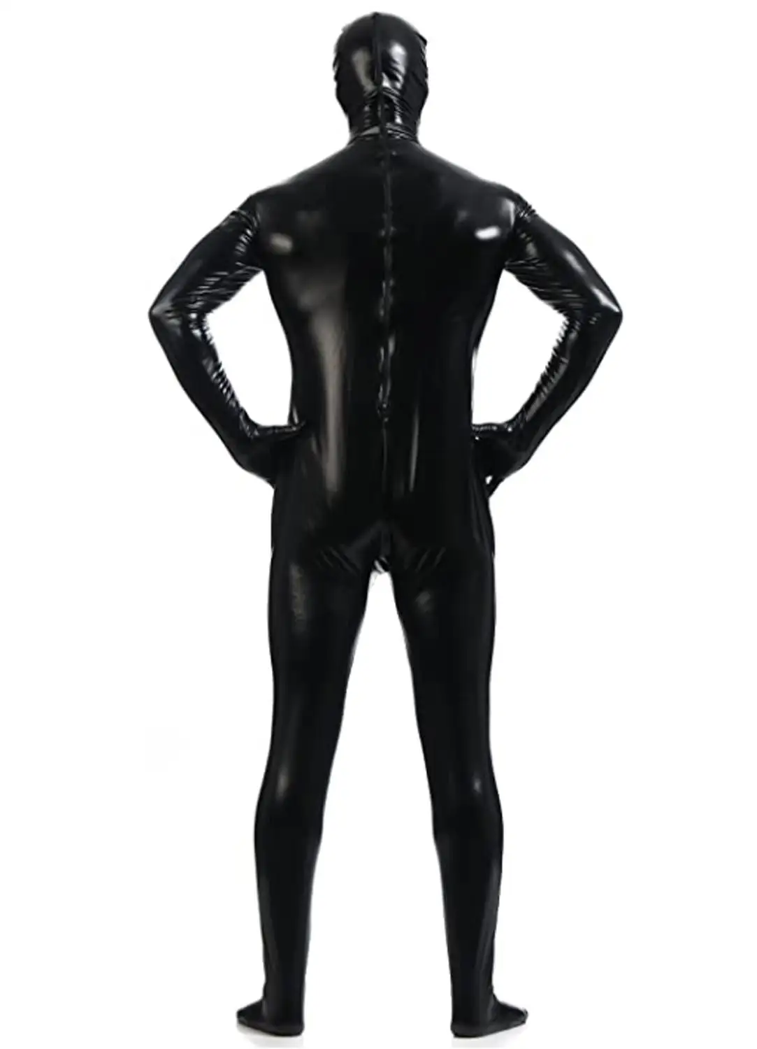 Ensnovo Unisex Zentai Flesh Full Body Kostuum Glanzende Metallic Zentai Pak Een Stuk Cosplay Kostuum Mannen Womens Spandex Jumpsuit