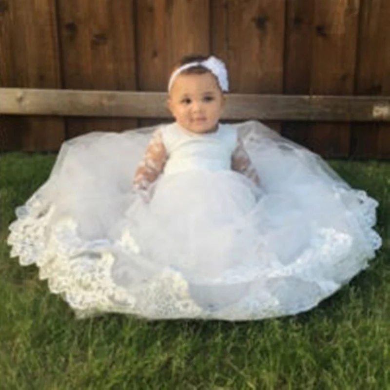 Long Sleeve Baby Christening Gowns Infant Girl Dress Baptism for Little Girl Clothes Summer Dresses image 5
