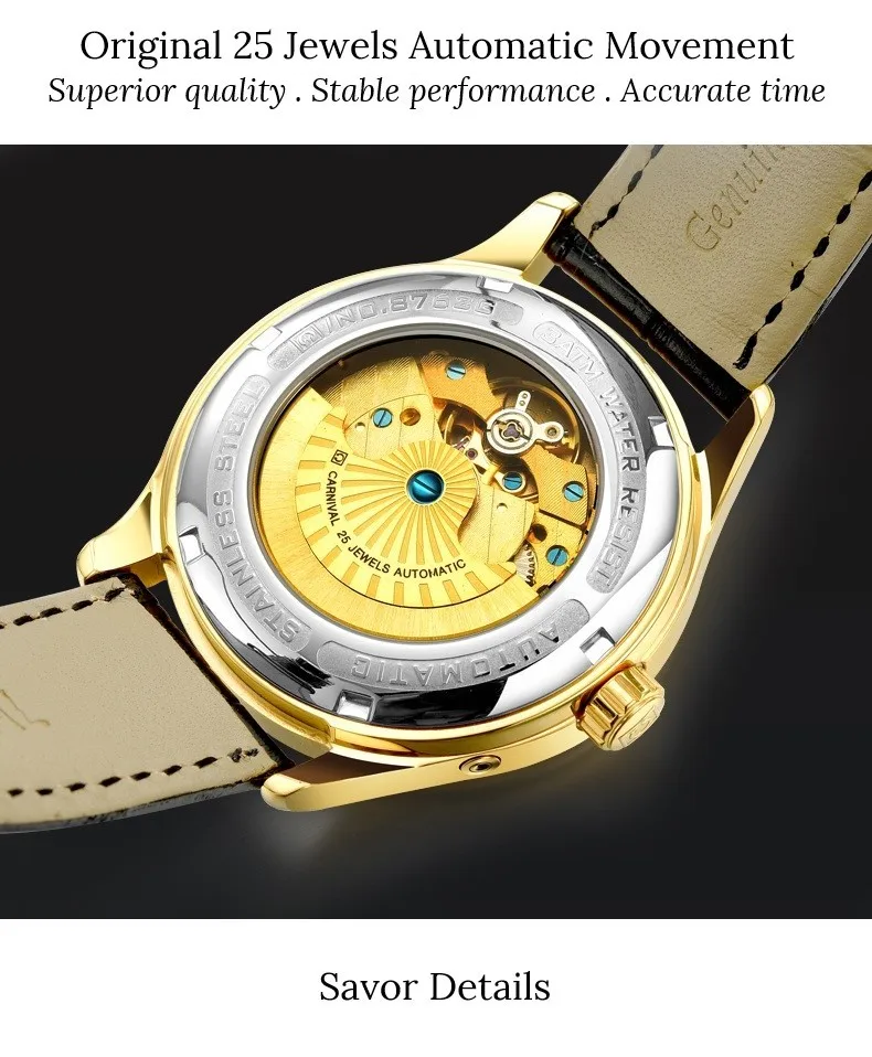CARNIVAL New Dual Time Zone Watches for Men Automatic Multifunction Men Mechanical Wristwatches Sapphire Calendar Montre Homme