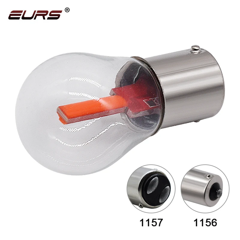 EURS 1PCS 1156 BA15S 1157 BAY15D Car LED Filament Light COB Bulbs Turn Signal Tail Parking Reverse Lamp 12V 24V White Red Yellow