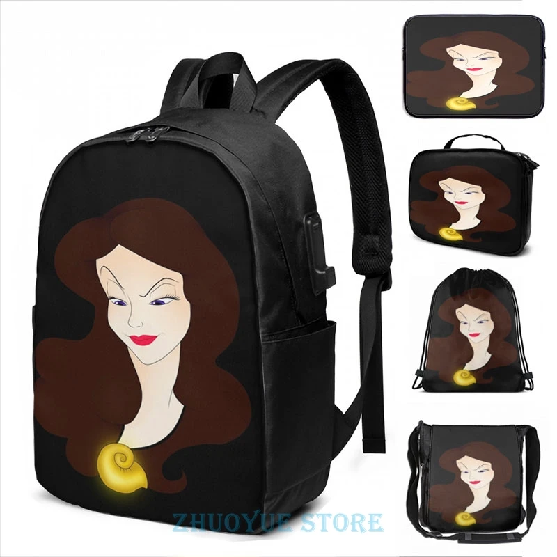 Funny Graphic print Vanessa - Ursula USB Charge Backpack men School bags Women bag Travel laptop bag