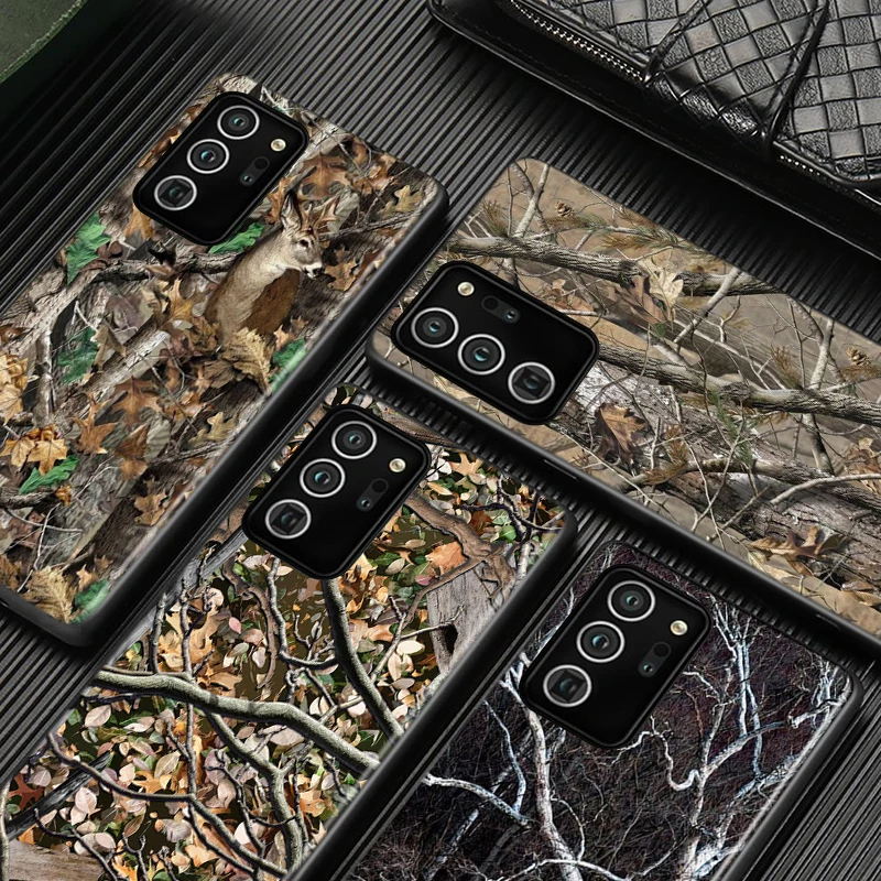 Tree Camouflage Defoliation For Samsung Galaxy A73 A33 A72 A71 A52 A51 A22 A12 A32 A21S 4G 5G Silicone Soft Black Phone Case