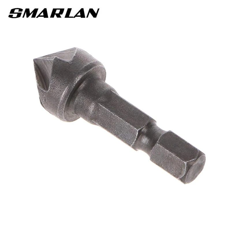 SMARLAN 90 ° Bor Pembenam Mata Bor 1/4 "Hex Shank Pertukangan Kayu Sudut Titik Bevel Pemotong Menghapus Alat Bur