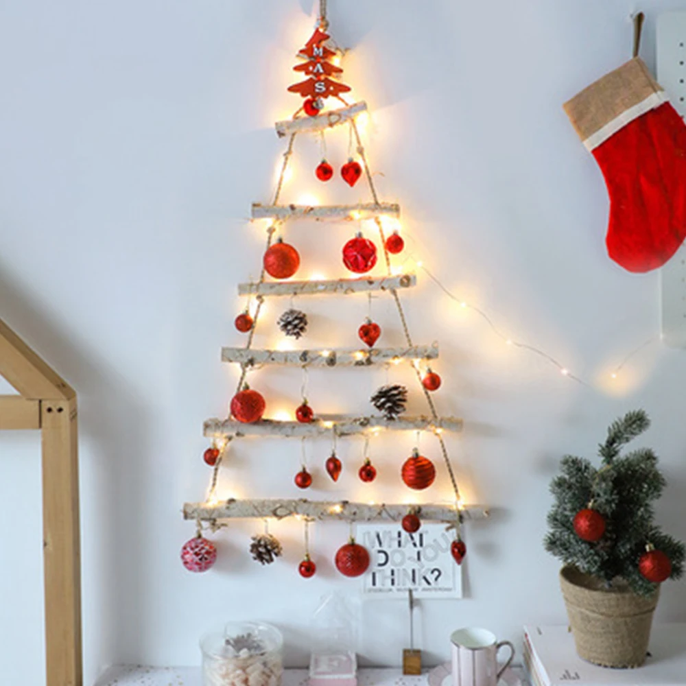 クリスマス装飾クリスマス?ツリー装飾シーン装飾ストラップ雰囲気手作りの木製ストラ クリスマスの自然な木の枝の吊り下げオーナメント,木製の壁,家の装飾
