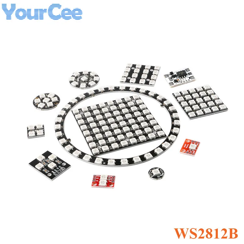 WS2812 WS2812B 1 2 4 7 9 16 25 32 64 Bit WS 2811 5050 RGB LED Lamp Panel Module 5V Colorful LED Controller Precise for Arduino