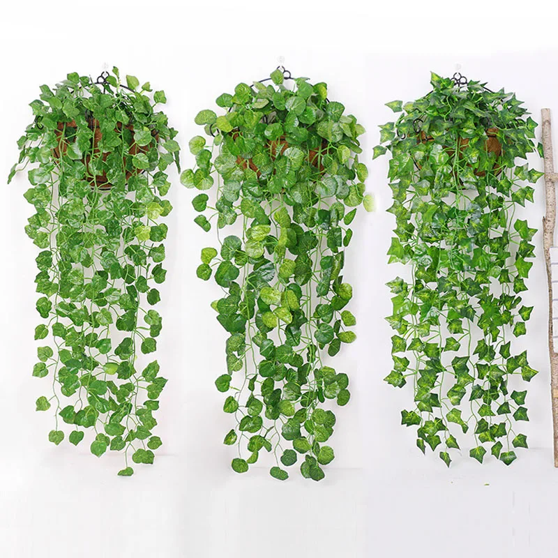 Artificial Green Potted Plants Vine Wall Hanging Creeper Ivy Rattan Fake Flower Window Garden Christmas Home Decor Chlorophytum