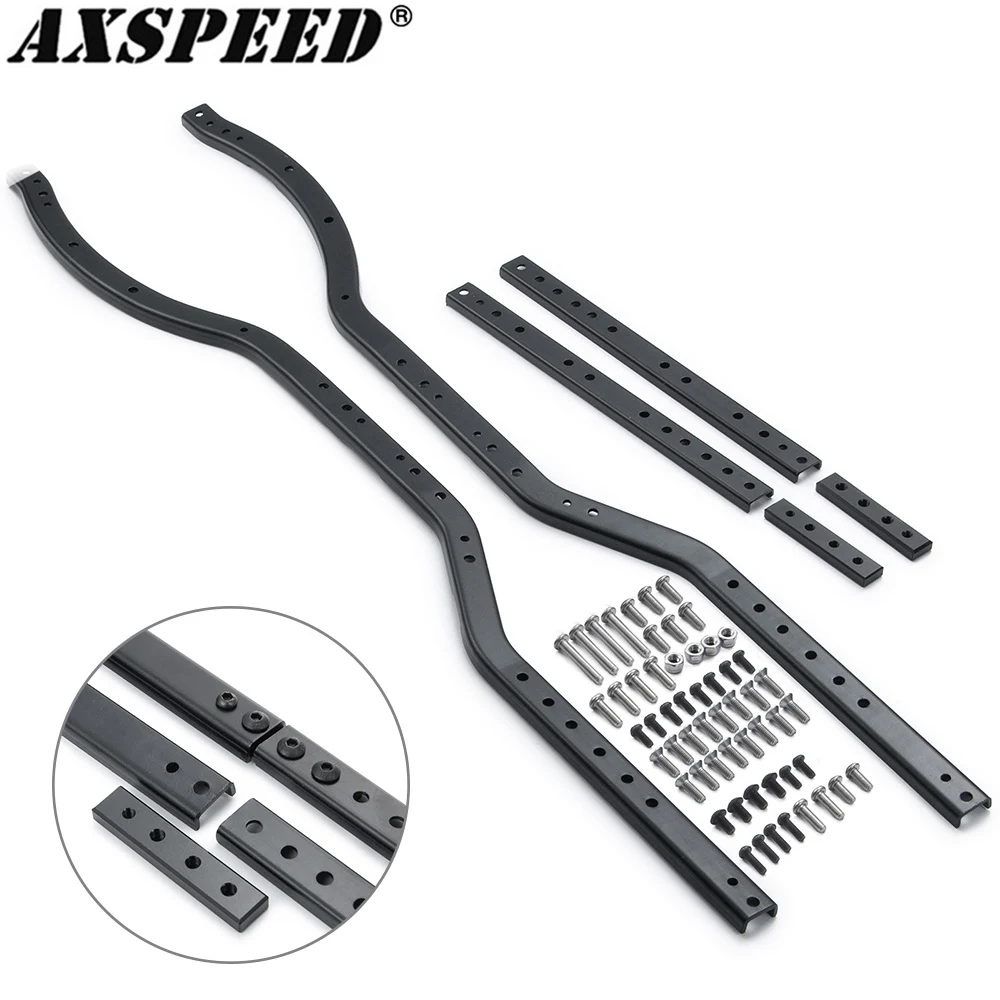 Rieles De Chasis 6x6 De Acero | AXSPEED Para Axial SCX10 1/10 | Color Negro | Resistentes