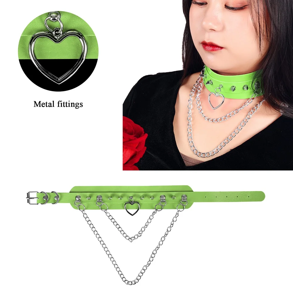 Sexy Choker Punk Goth Cổ Dây Nịt Nữ Quần Lót Mặt Dây Chuyền Trái Tim Phụ Kiện Đính Chun Vòng Cổ Dây Chuyền Trang Sức Emo Rave Mặc