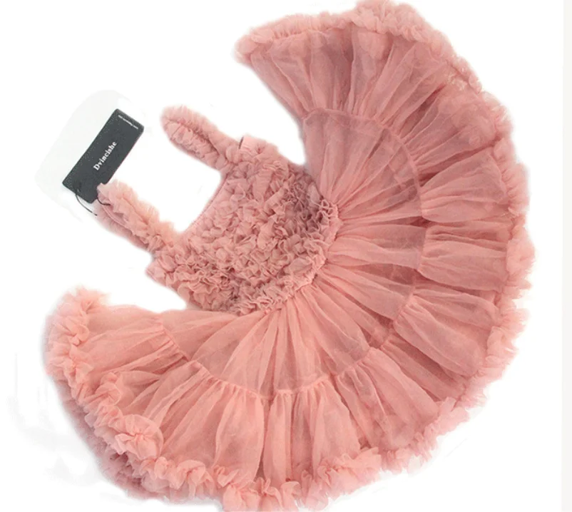 Baby girls Ruffle tutu dress Children petti dress Fluffy tulle Birthday party princess pettiskirt dress Ball gown Dance dress