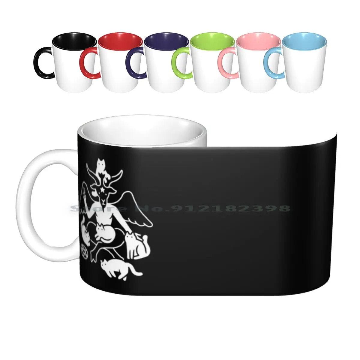 Baphocats Ceramic Mugs Coffee Cups Milk Tea Mug Cats Cat Baphomet Satan Satanic Metal Metal Music Devil Demon Pentagram Goat