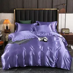 Silky Four-Piece Set Bedding Set European Style Silk Sleep Pure Silk Duvet Cover 4pcs Silk Bed Set Free Shipping