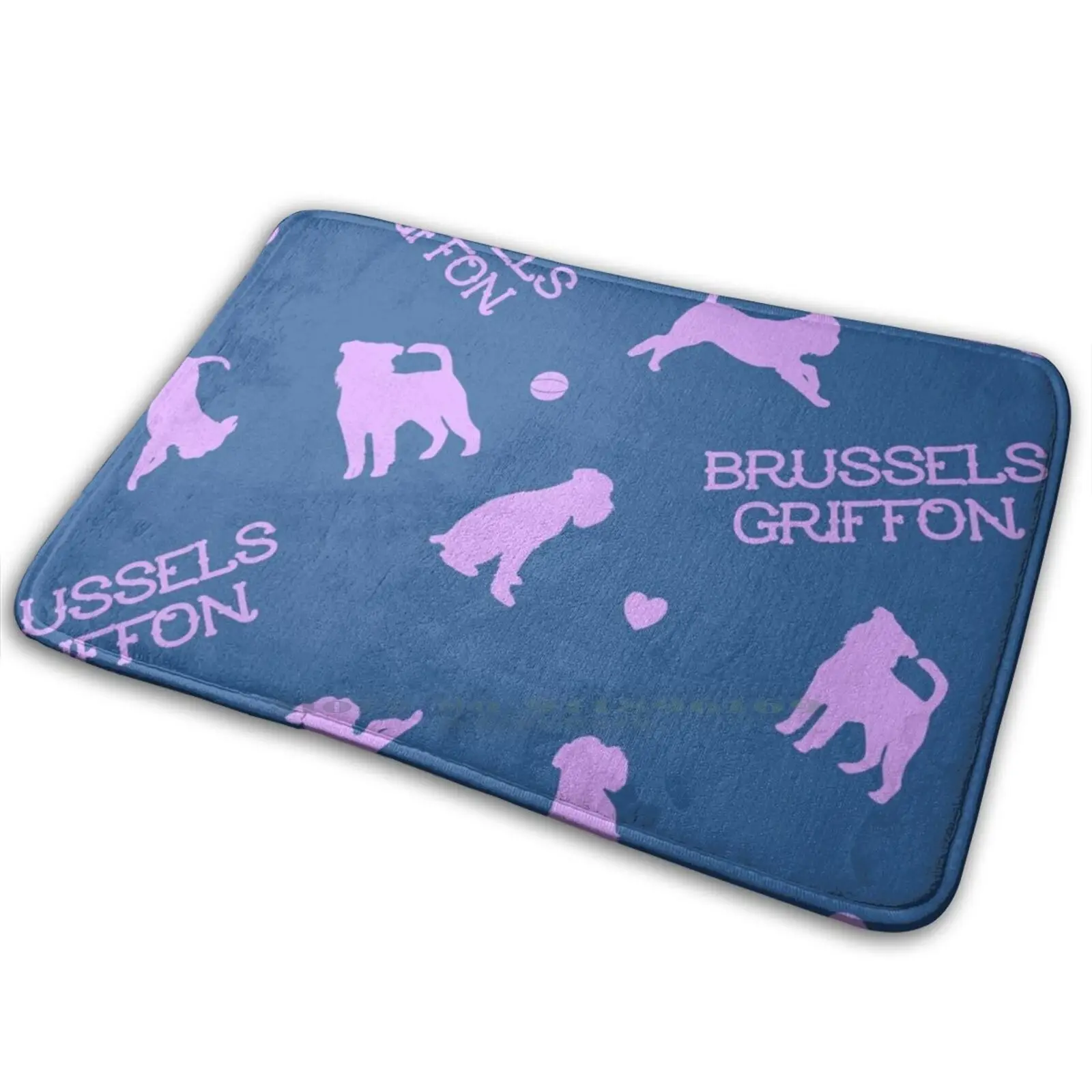 Brussels Griffon Pink On Blue Mat Rug Carpet Anti - Slip Bedroom Entrance Door Mat Griffon Brussels Griffon Griffon Bruxellois