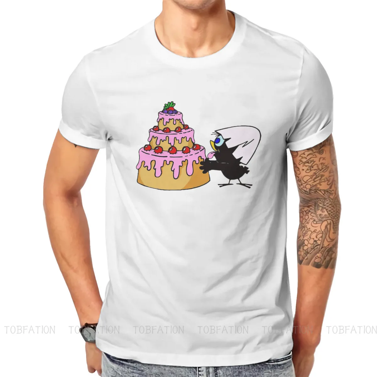 Birthday Cake Calimero Anime T Shirt Vintage Fashion Large O-Neck TShirt Big sales Harajuku Men's Streetwear