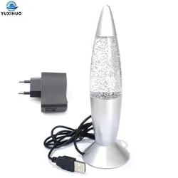 Mini roket çok renkli değişen lav lambası RGB LED Glitter USB gece lambası ev dekorasyon için AC şarj adaptörü ile lamba