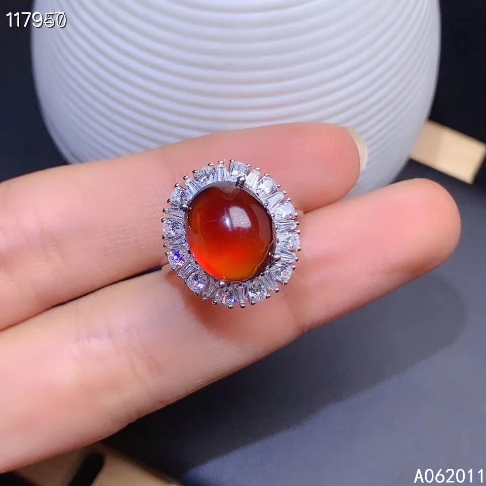 

KJJEAXCMY fine jewelry natural garnet 925 sterling silver exquisite gemstone women new adjustable ring support test with box