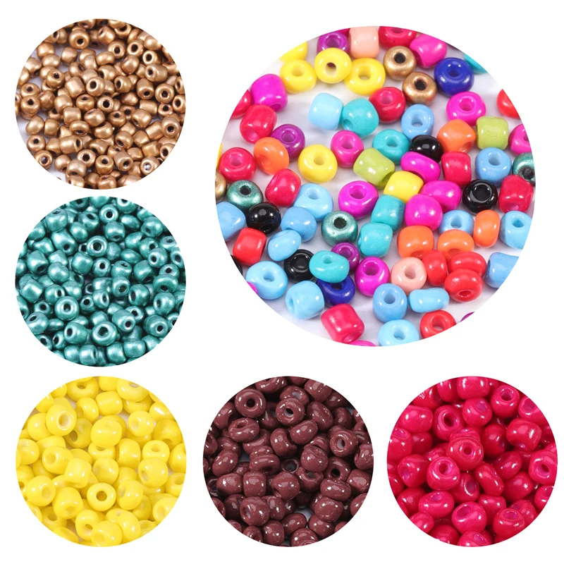 1000 Buah 2.5/3/4Mm Manik-manik Biji Kaca Ceko untuk Membuat Perhiasan Manik-manik Lubang Besar Spacer DIY Manik-manik untuk Membuat Perhiasan Anak-anak