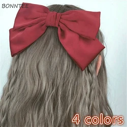 Headwear Women New Vintage Burgundy Solid Simple Kawaii Bowknot Female Hairpins Elegant Oversized Sweet Girls Hair Pins 4 Colors