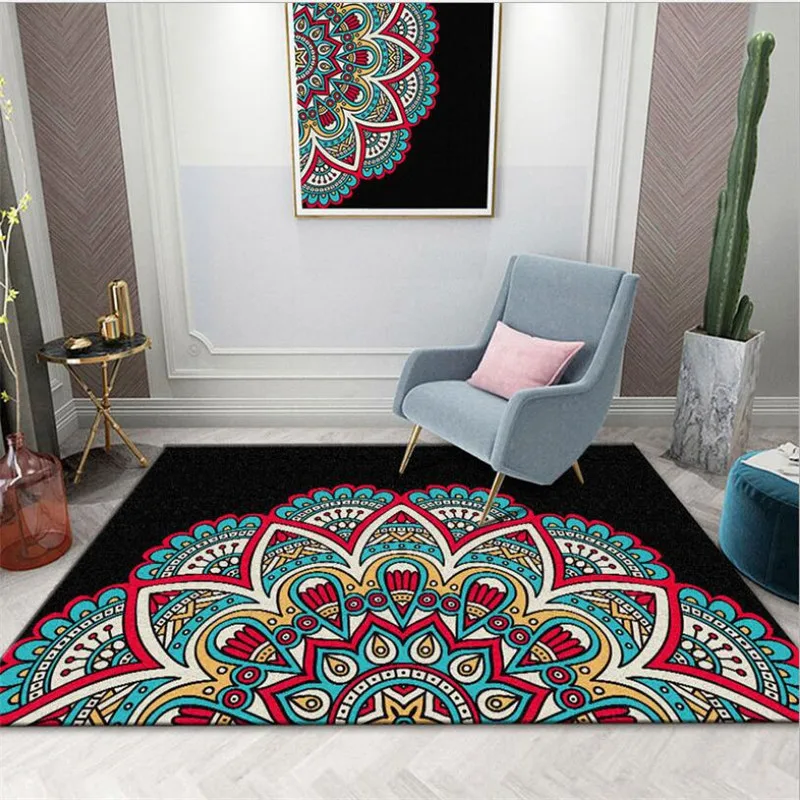 

Bohemia Style Rug Soft Flannel 3D Printed Rugs Parlor Mat Area Rugs Anti-slip Large Carpet Rug Living Room Decor 05