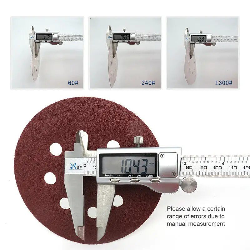 10 시트 5 인치 125MM 레드 샌딩 페이퍼 디스크 샌드페이퍼 60 ~ 2000 모듬 그릿 후크 루프 8 홀 연마 연마 도구