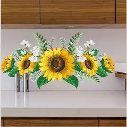 1PCS Removable Sunflower Wall Sticker Kitchen Waterproof Decals Wall Stickers For Kids Room Living Room Bedroom Home Decoration