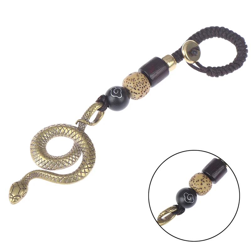 1pc Fashion Brass Metal Snake Shape Keychain Handmade Key Chain Snake Key Ring Handbag Pendant