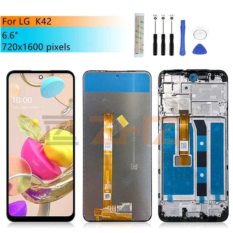 For LG K42 LCD Display Touch Screen Digitizer Assembly With Frame LMK420 LM-K420 Display Replacement Repair Parts 6.6