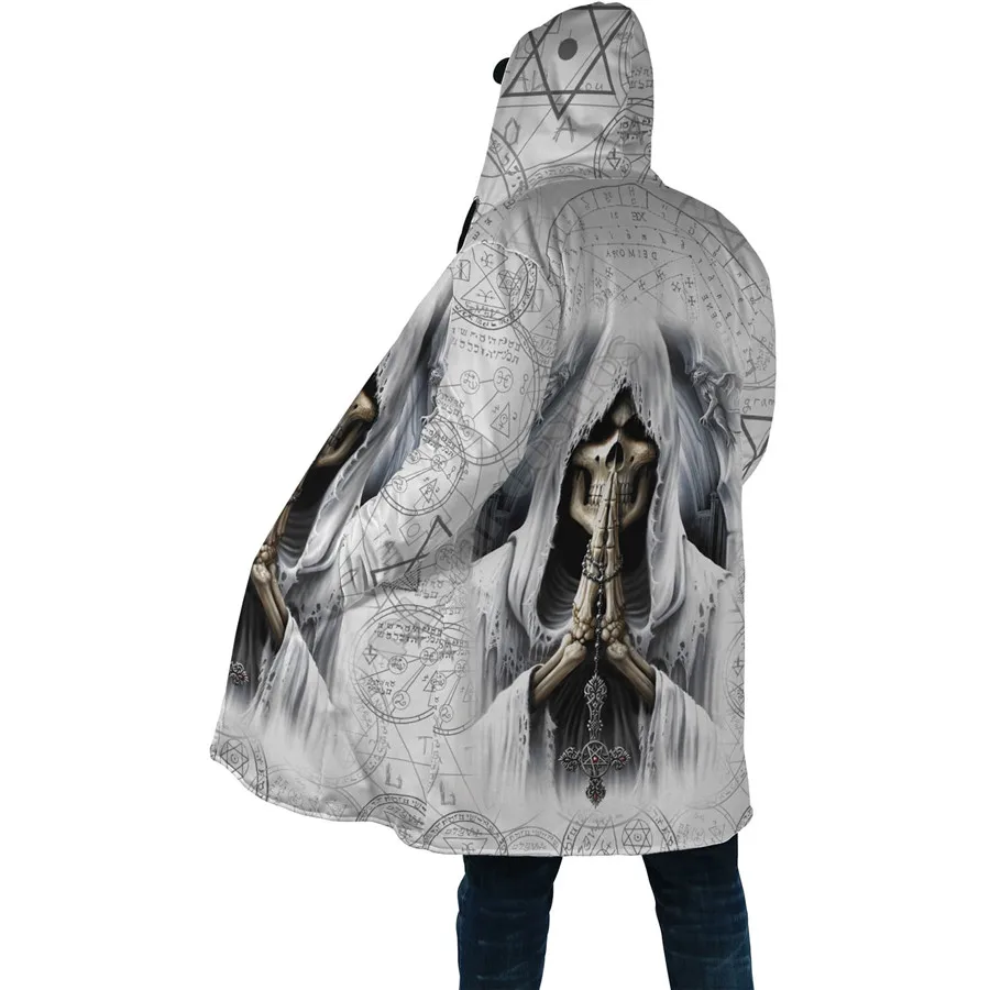 Winter Men For Women God Of Death Cloak 3D Printed Cloak Fleece Wind breaker Warm Hood Cloak