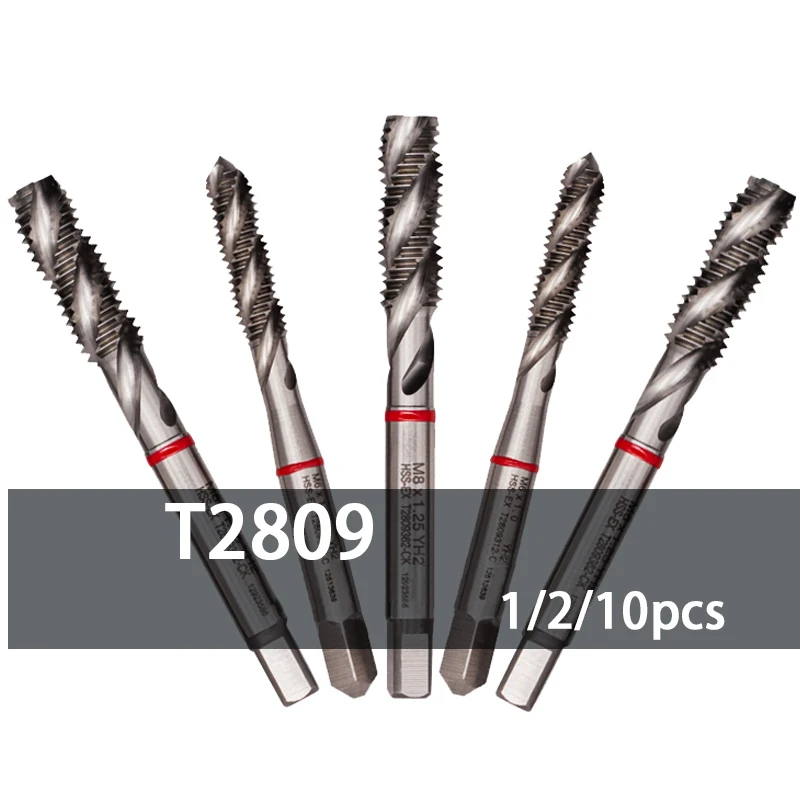 T2809 HSS-EX Spiral Tap M2 M2.5 M3 M4 M5 M8 M10 M12 M14 M16 M18 M20 CNC Machine Blind Hole Tapping Efficient Metalworking Tools