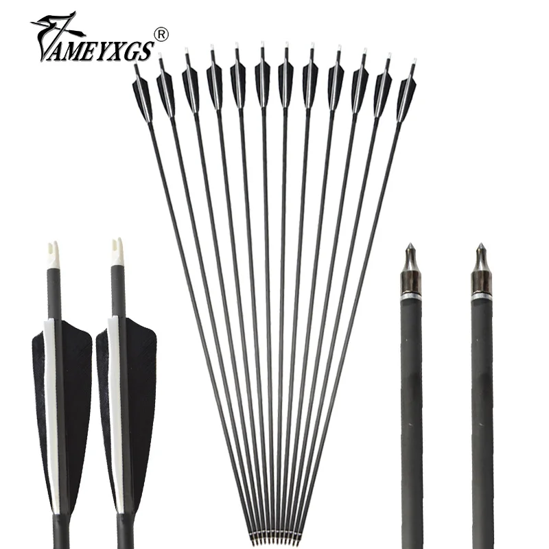 

6/12pcs Archery 35inch Spine 500 Mix Carbon Arrow Turkey Feathers For Compound Recurve Bow Shooting Practice Hunting Accessories