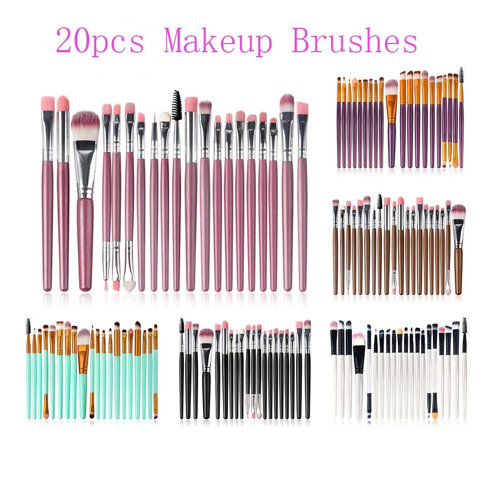 NEWCOME 5/7/15/20Pcs Makeup Brushes Tool Set Cosmetic Powder Eye Shadow Foundation Blush Blending Beauty Make Up Brush