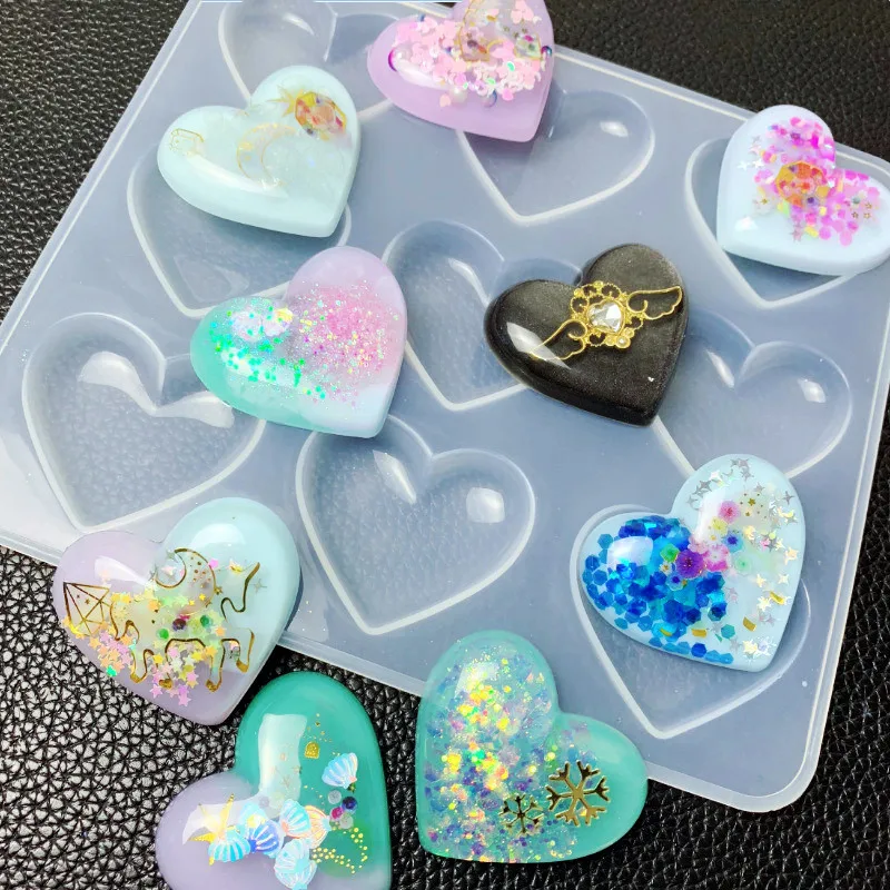 SNASAN Love Heart Silicone Mold Jewelry Making DIY Tool UV Epoxy Resin Molds Dried Flower Resin Decorative Crafts