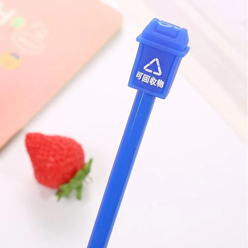 20 PCs Creative Stationery Trash Can Gel Pen Korean-Style Black Student Test Water-Based Paint Pen Environmental Prize