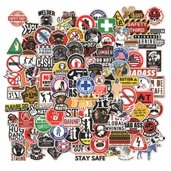 10/30/50/100Pcs Safety Helmet Warning Mark Sticker For Snowboard Laptop Luggage Car Fridge DIY Styling Vinyl Home Decor Sticker