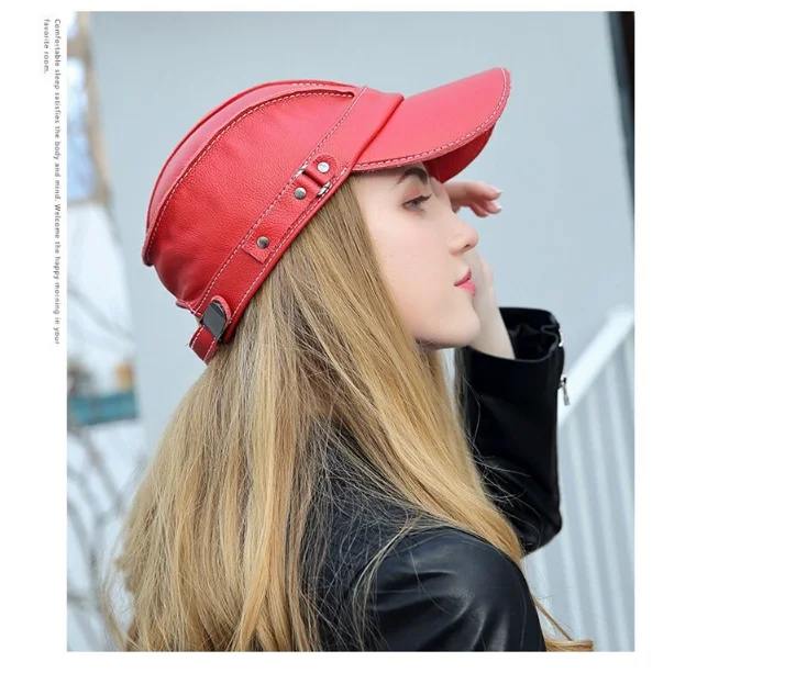 Mode Unisex Hohe Qualität Echt Leder Military Caps Sailor Hüte Frauen Männer Schwarz Braun Flache Top Kapitän Kappe Reise Kadett hut – Detail 9