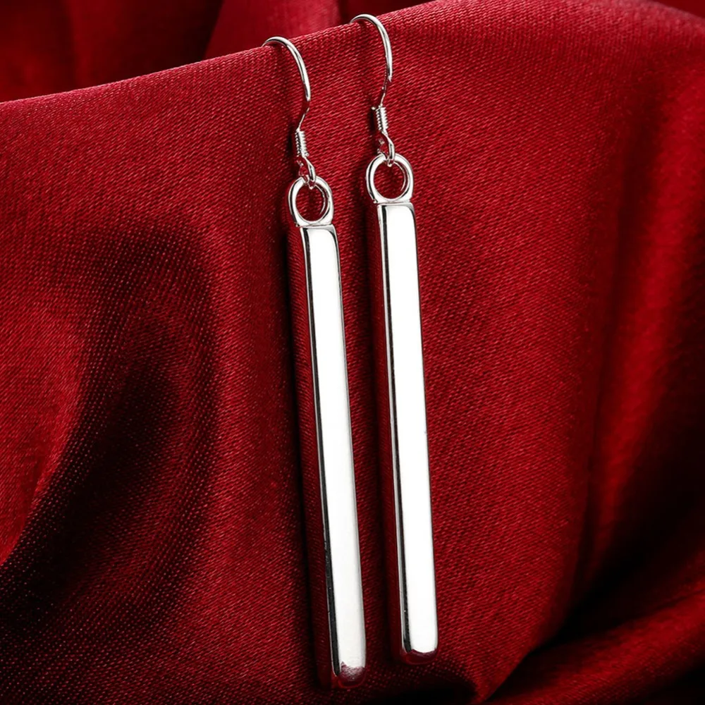 BABYLLNT Wholesale Fashion 925 Sterling Silver Square Pillar Drop Earrings Women Jewelry Earrings Trendy Best Gift Wholesale