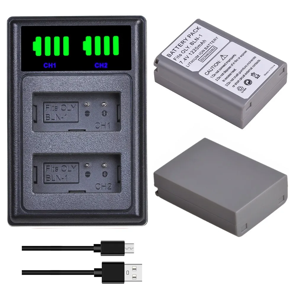 

1220mAh BLN-1 BLN1 Battery and Dual Charger for Olympus OM-D E-M1, OM-D E-M5, OM-D E-M5 II, PEN E-P5, OMD-EM1, PEN F Camera