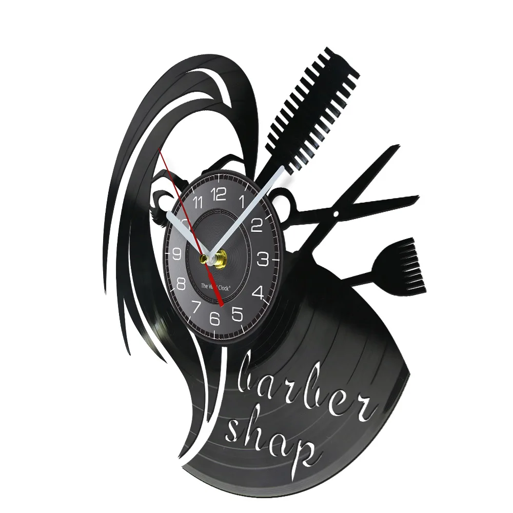 Barber Shop Lady Hair Stylist Sign Vinyl Record Wall Clock Beauty Salon Tools Business Decor Vintage Watch Hairdresser Gift