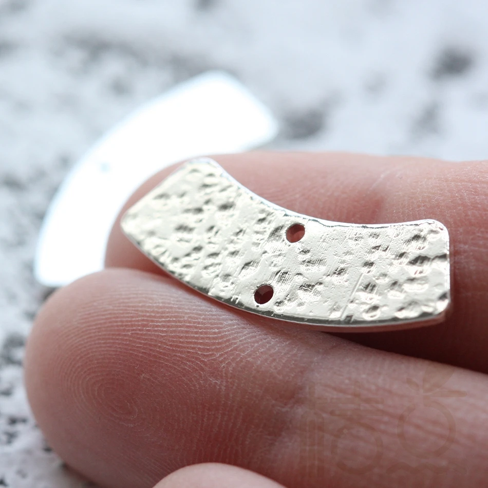DIY Supply-Solid Brass Finding Hammered Curved Charm - 10.2x28.3mm (3878C)