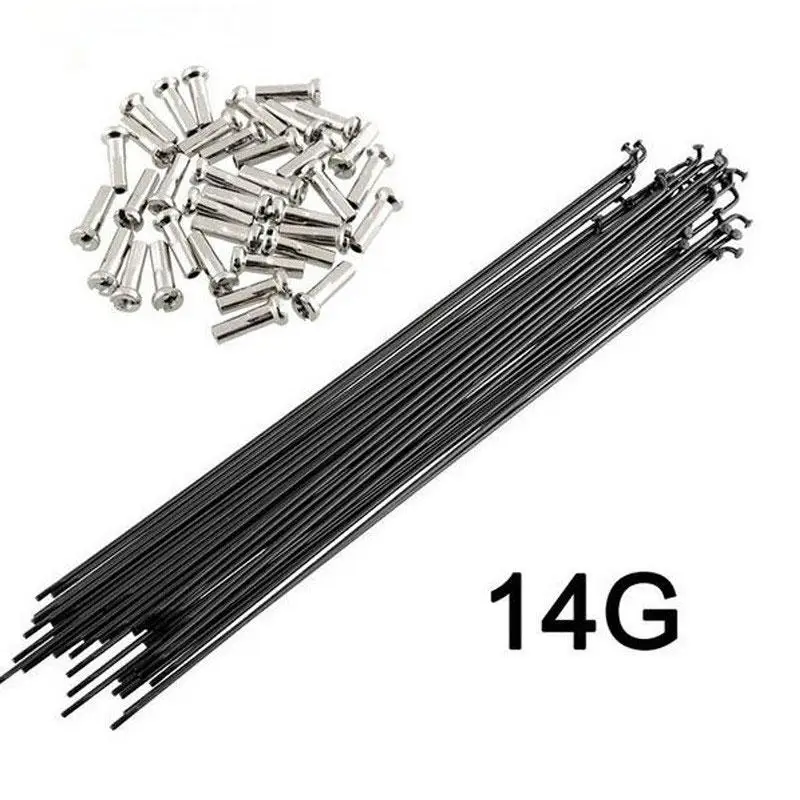 Stainless Steel Spokes for Bicycle, J Bend with Nipples, Good Quality, Bike 14G, 82mm-298mm, BK, 36Pcs