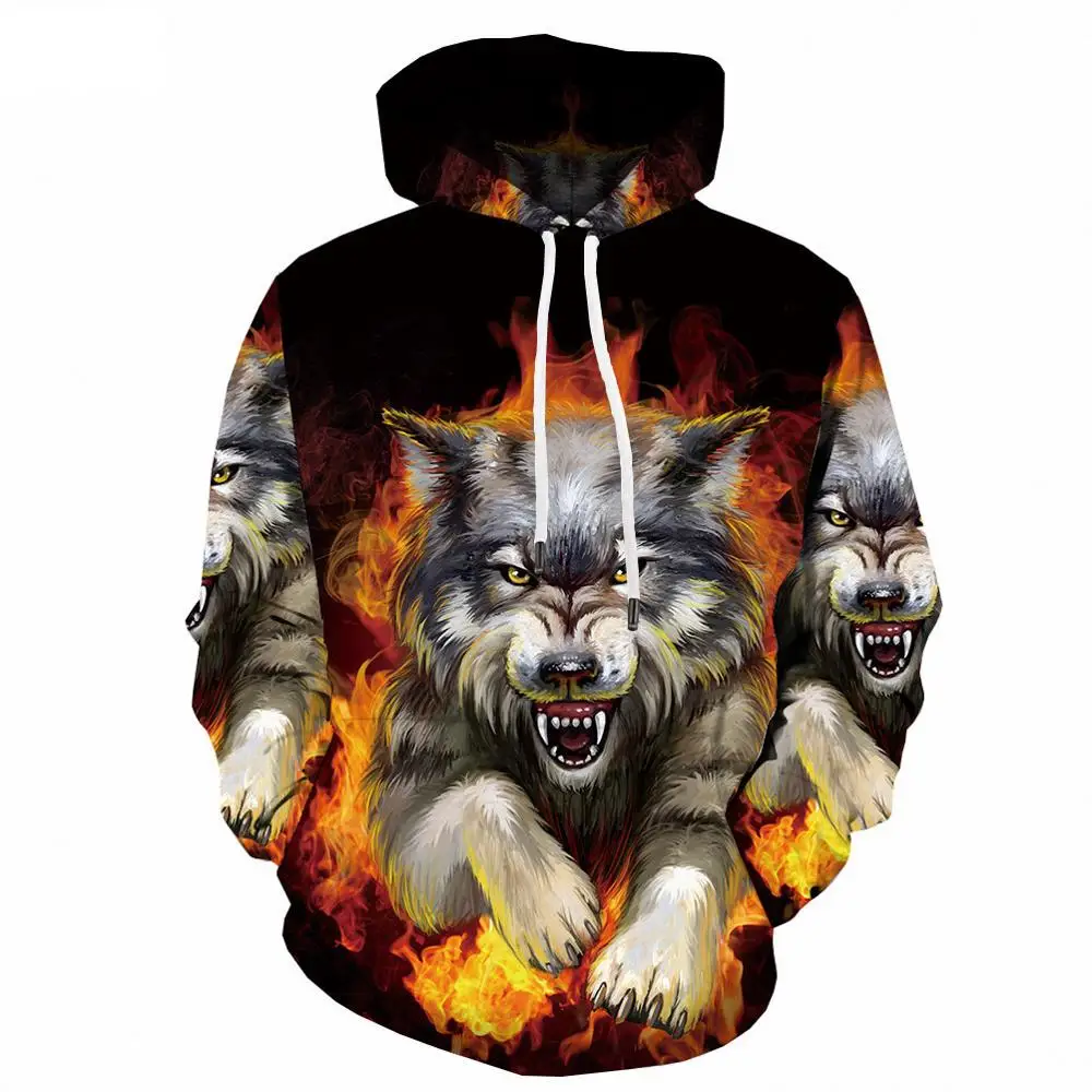 Funny Fashion Men Wolf Animal 3D Printed Hooded Hoodies Men / Women's Shinning Wolf Design Sweatshirts 3D Harajuku Hoody