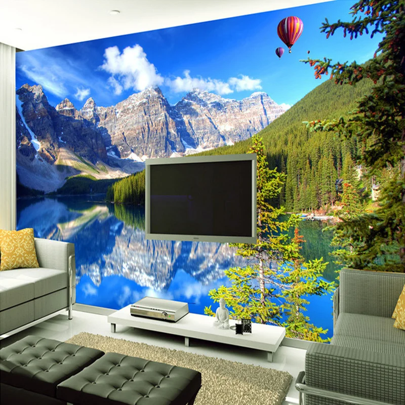 Custom Mural Wall Papers Home Decor Snow Mountain Lake Nature Landscape Photography Background Wall Painting 3D Photo Wallpaper