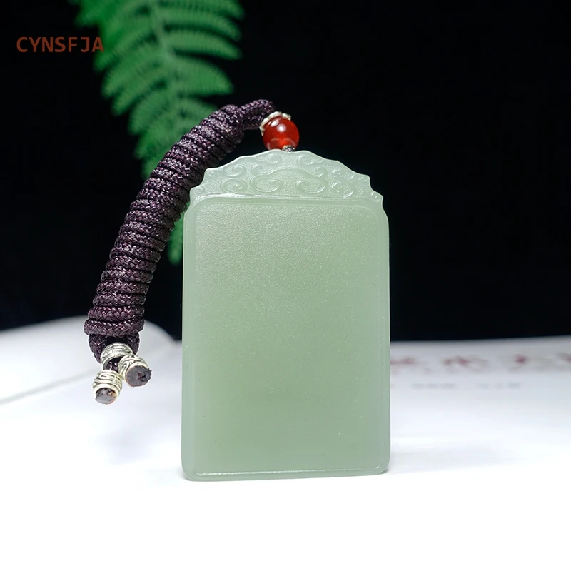 

CYNSFJA New Real Certified Natural Hetian Jade Nephrite Men's Lucky Amulets Peace Jade Pendant Green Classical High Quality