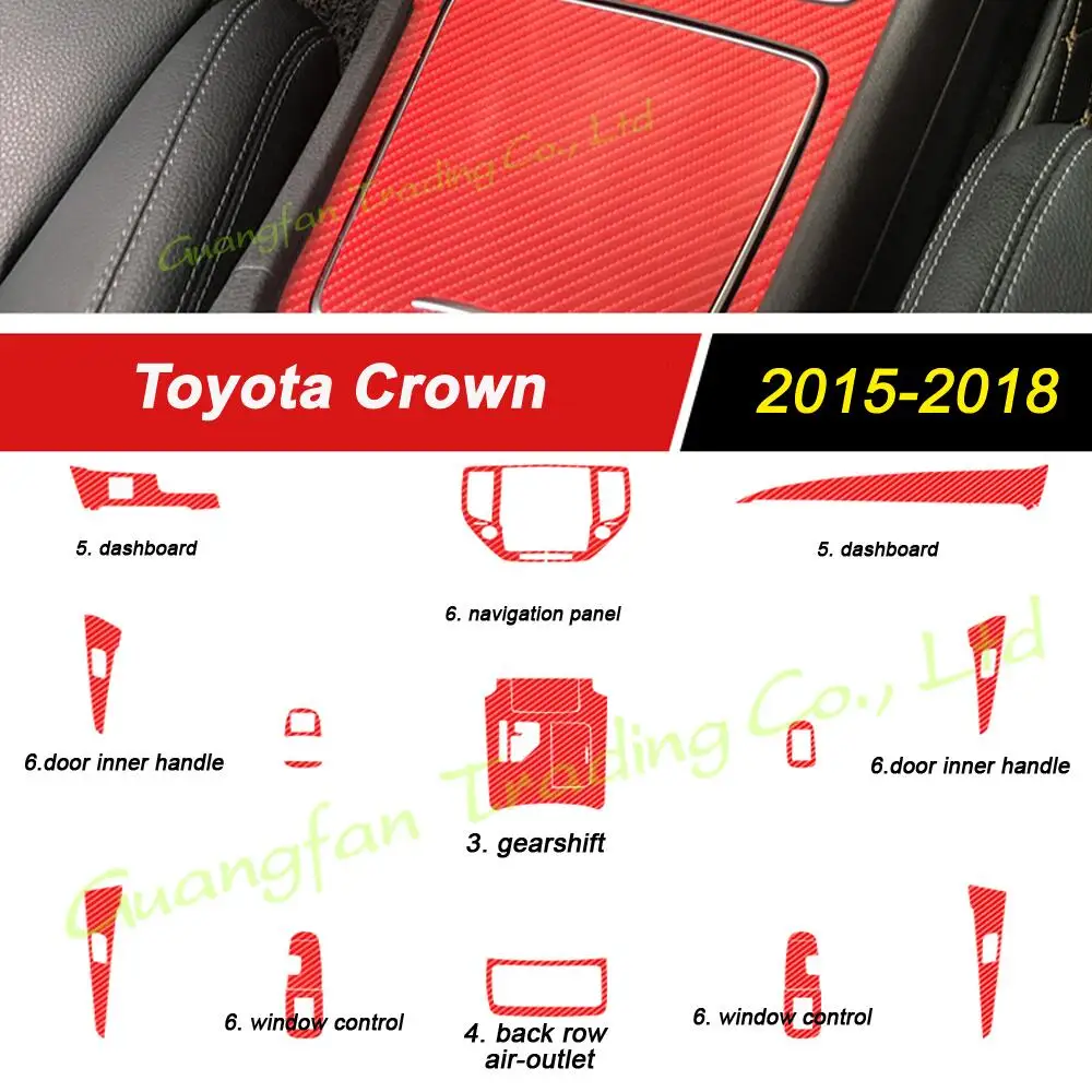 For Toyota Crown Year 2015-2018 3D/5D Carbon Fiber Car Inner Trim Cover Interior Sticker Decorative Accessories