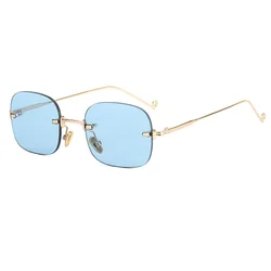 Retro Sunglasses Women Men Brand Designer Fashion Rimless Gradient Sun Glasses Shades Cutting Lens Ladies Frameless Eyeglasses
