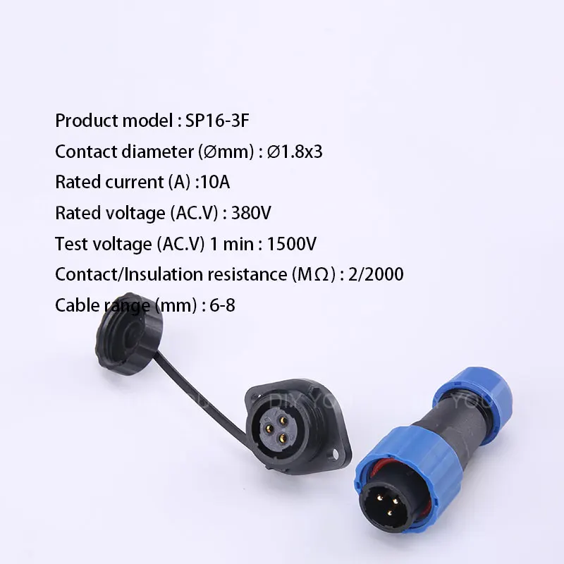 SP16 IP68 Waterproof Connector Plug and Socket 2 3 4 5 7 9PIN Connectors with 2 Hole Flange Type Plug DIY YOU Top Quality